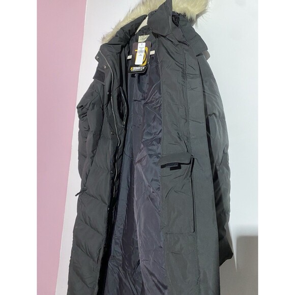 LL Bean Ultrawarm Downtek Coat Womens XL Black Puffer Snaps Long Granola Girl - Picture 10 of 15